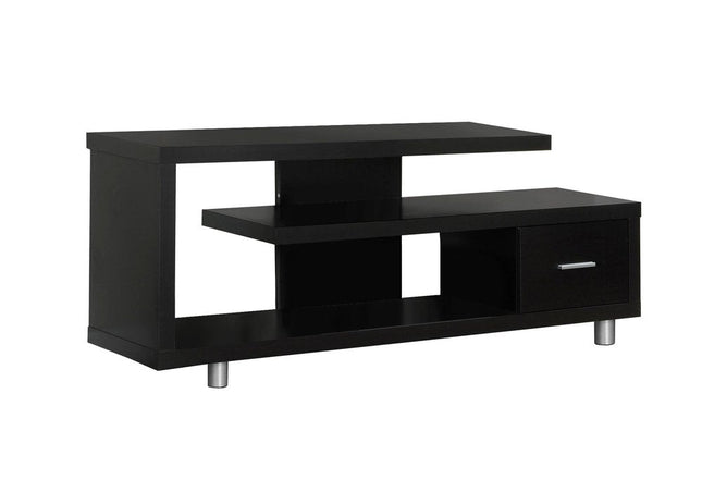60" Dark Brown Cabinet Enclosed Storage TV Stand HomeRoots