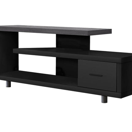 60" Dark Brown Cabinet Enclosed Storage TV Stand HomeRoots