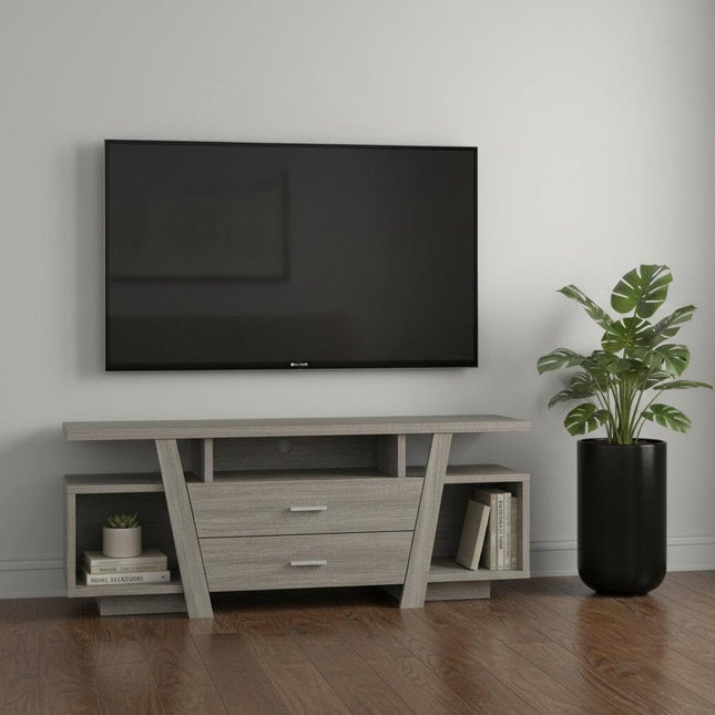 60" Deep Taupe Open Shelving TV Stand HomeRoots