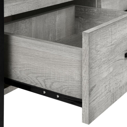 59" Black and Gray Cabinet Enclosed Storage TV Stand HomeRoots