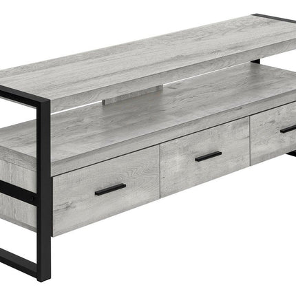 59" Black and Gray Cabinet Enclosed Storage TV Stand HomeRoots