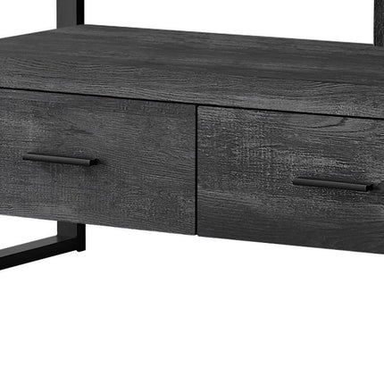 59" Black and Gray Cabinet Enclosed Storage TV Stand HomeRoots
