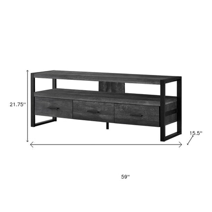 59" Black and Gray Cabinet Enclosed Storage TV Stand HomeRoots