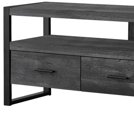 59" Black and Gray Cabinet Enclosed Storage TV Stand HomeRoots