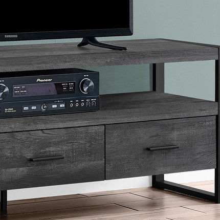 59" Black and Gray Cabinet Enclosed Storage TV Stand HomeRoots