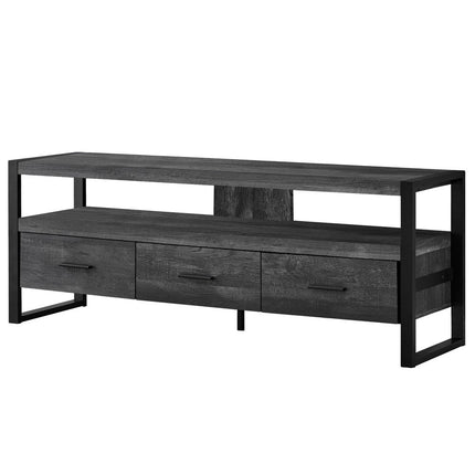 59" Black and Gray Cabinet Enclosed Storage TV Stand HomeRoots