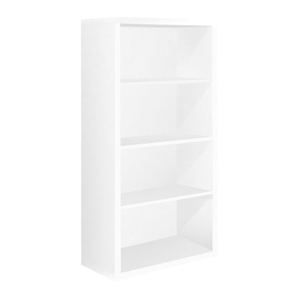 White Wood Adjustable Four Tier Bookcase HomeRoots