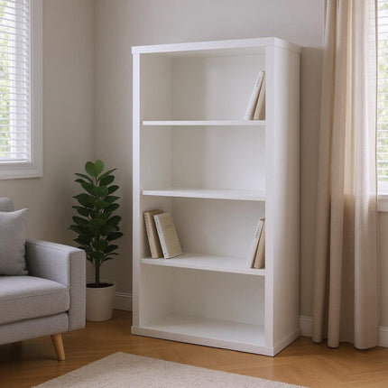 White Wood Adjustable Four Tier Bookcase HomeRoots