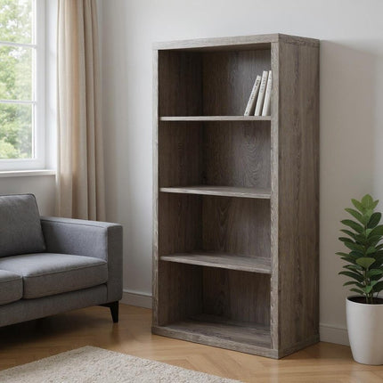 Taupe Wood Four Tier Bookcase HomeRoots