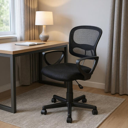 Black Adjustable Height Swivel Rolling Office Chair HomeRoots