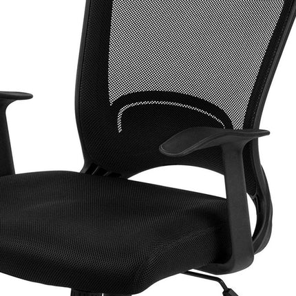 Black Polyester Seat Swivel Adjustable Task Chair Mesh Back Plastic Frame HomeRoots
