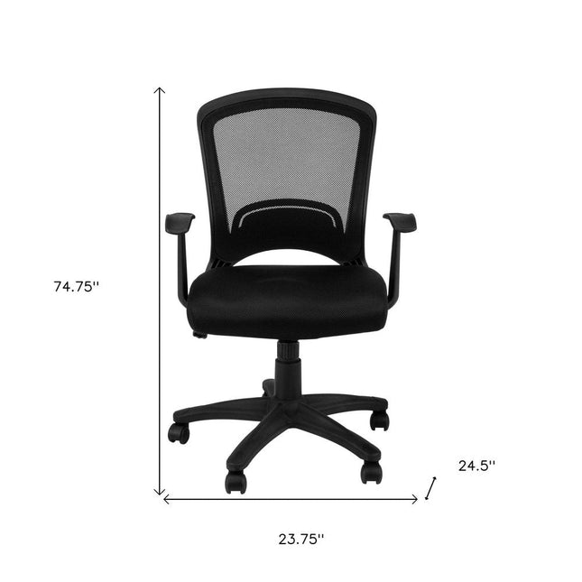 Black Polyester Seat Swivel Adjustable Task Chair Mesh Back Plastic Frame HomeRoots