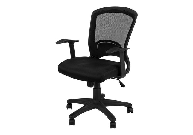 Black Polyester Seat Swivel Adjustable Task Chair Mesh Back Plastic Frame HomeRoots