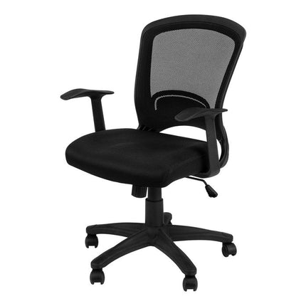 Black Polyester Seat Swivel Adjustable Task Chair Mesh Back Plastic Frame HomeRoots