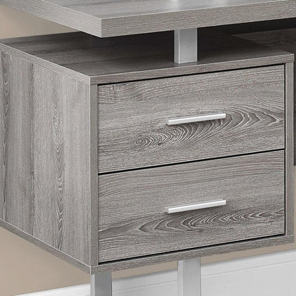 71" Taupe and Silver L Shape Computer Desk With Three Drawers HomeRoots