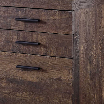 25" Brown Particle Board and Wood Filing Cabinet With Drawers HomeRoots