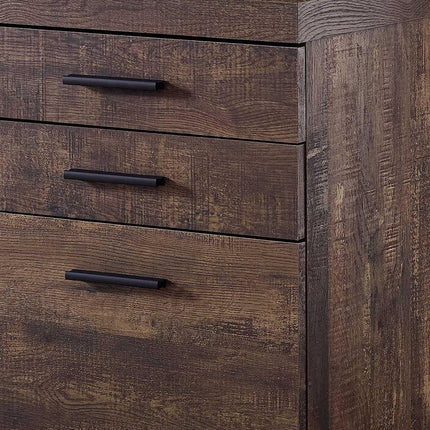 25" Brown Particle Board and Wood Filing Cabinet With Drawers HomeRoots