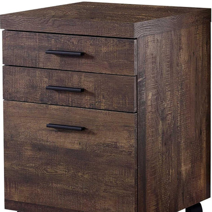 25" Brown Particle Board and Wood Filing Cabinet With Drawers HomeRoots