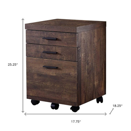 25" Brown Particle Board and Wood Filing Cabinet With Drawers HomeRoots