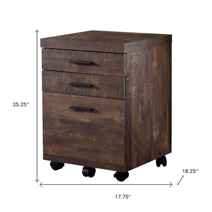 25" Brown Particle Board and Wood Filing Cabinet With Drawers HomeRoots