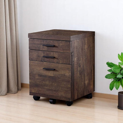 25" Brown Particle Board and Wood Filing Cabinet With Drawers HomeRoots
