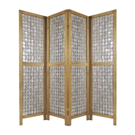 84" Clear Capiz Mother of Pearl Folding Three Panel Screen Room Divider HomeRoots