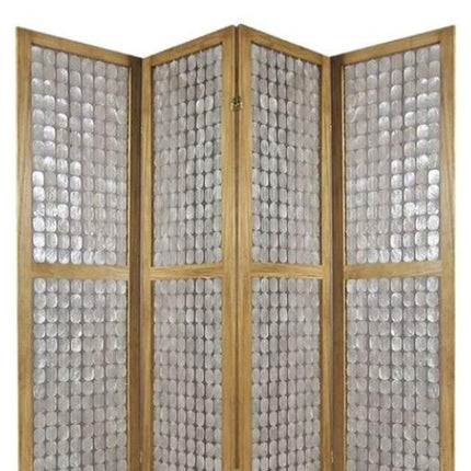 84" Clear Capiz Mother of Pearl Folding Three Panel Screen Room Divider HomeRoots