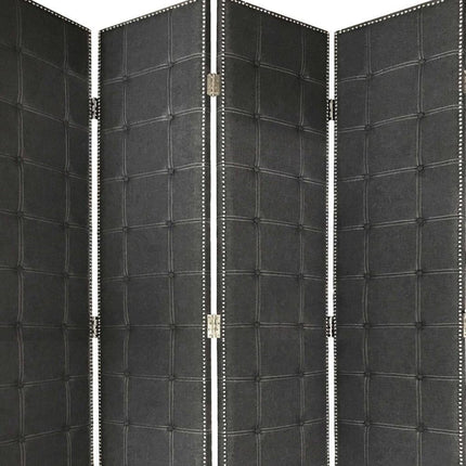 108" Gray Fabric And Wood Folding Five Panel Screen Room Divider