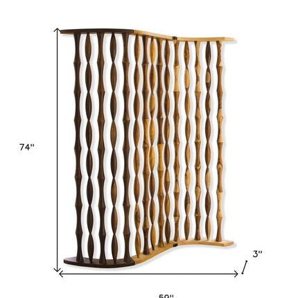 74" Natural Solid Wood Three Panel Screen Room Divider HomeRoots