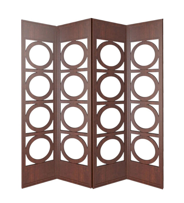 84" Brown Solid Wood Folding Four Panel Screen Room Divider HomeRoots