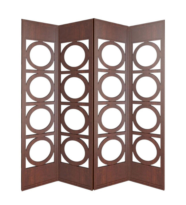 84" Brown Solid Wood Folding Four Panel Screen Room Divider HomeRoots