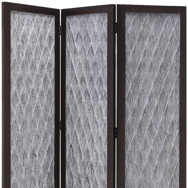 70" Brown Folding Three Panel Screen Room Divider HomeRoots