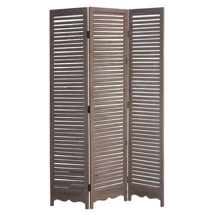 71" Brown Folding Three Panel Screen Room Divider HomeRoots