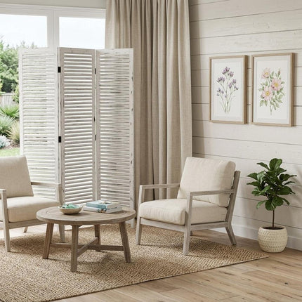 71" White Folding Three Panel Screen Room Divider HomeRoots