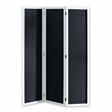 67" Black and White Chalkboard Wood Folding Three Panel Screen Room Divider HomeRoots