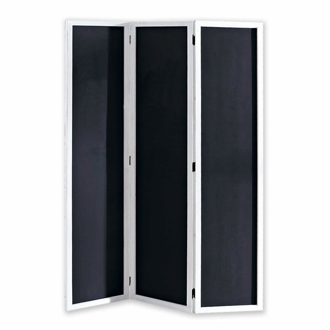 67" Black and White Chalkboard Wood Folding Three Panel Screen Room Divider HomeRoots
