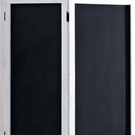 67" Black and White Chalkboard Wood Folding Three Panel Screen Room Divider HomeRoots