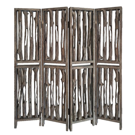 84" Brown Wood Folding Four Panel Screen Room Divider HomeRoots