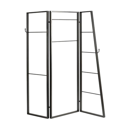72" Gray Iron Folding Three Panel Screen Room Divider HomeRoots