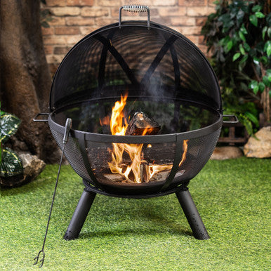 Deko Living 34 Inch Diameter Outdoor Steel Woodburning Sphere Fire Pit - COB10508 Deko Living