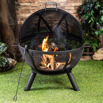 Deko Living 34 Inch Diameter Outdoor Steel Woodburning Sphere Fire Pit - COB10508 Deko Living