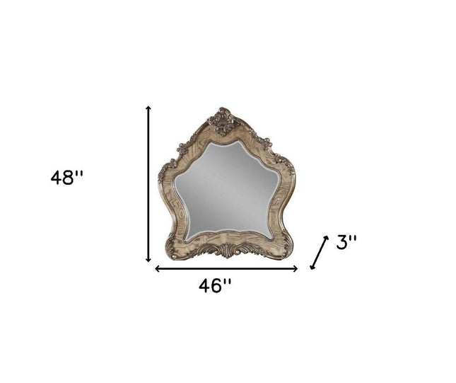 48" Oak Abstract Wood Framed Mounted Dresser Mirror