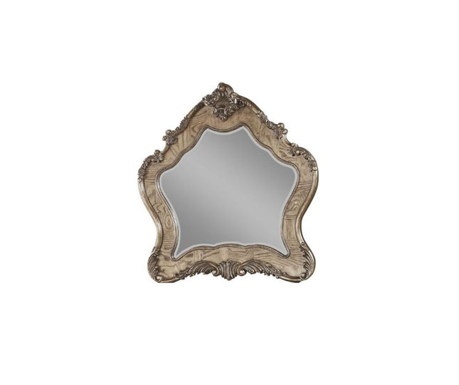 48" Oak Abstract Wood Framed Mounted Dresser Mirror