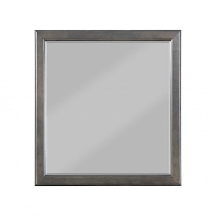 38" Gray Square Wood Framed Accent Mirror