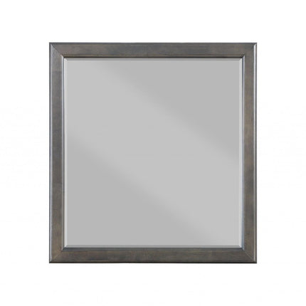 38" Gray Square Wood Framed Accent Mirror