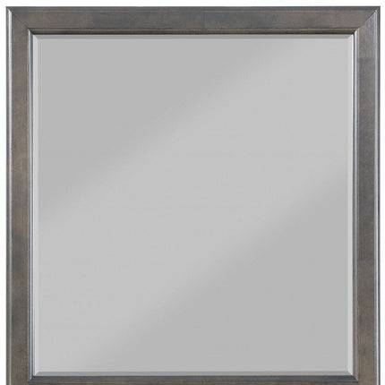 38" Gray Square Wood Framed Accent Mirror HomeRoots
