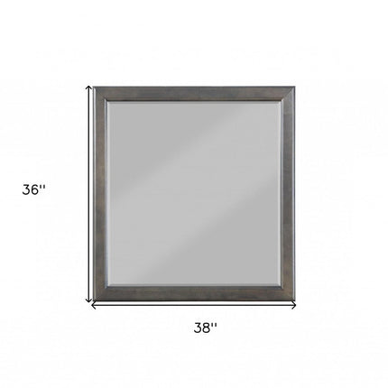 38" Gray Square Wood Framed Accent Mirror