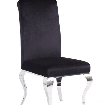 Set of Two Black And Silver Upholstered Fabric Dining Side Chairs HomeRoots