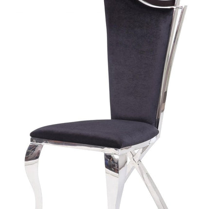 Set of Two Black And Silver Upholstered Fabric Dining Side Chairs HomeRoots