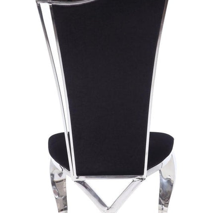 Set of Two Black And Silver Upholstered Fabric Dining Side Chairs HomeRoots